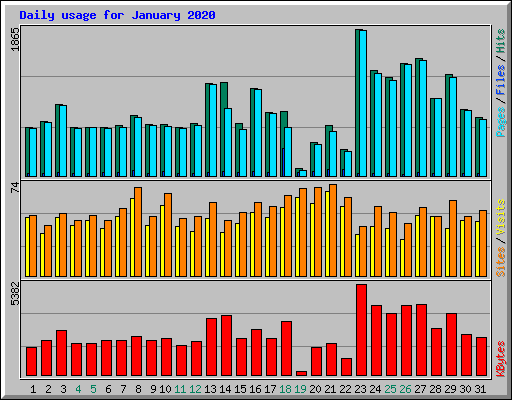Daily usage for January 2020