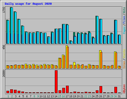 Daily usage for August 2020