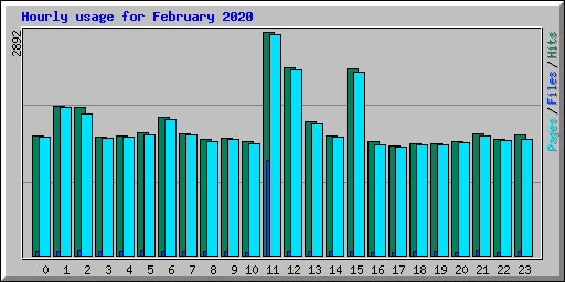 Hourly usage for February 2020